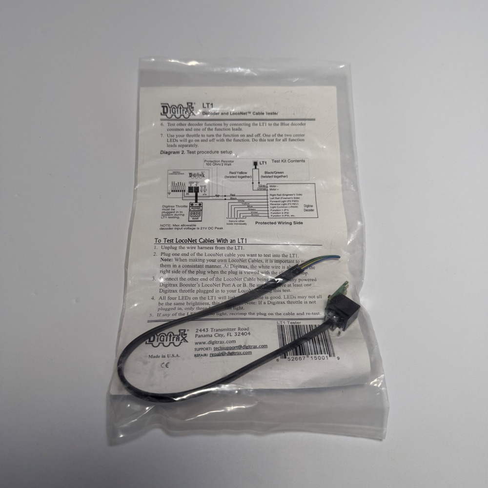 Digitrax LT1 LocoNet Cable and Decoder Tester Kit DCC Model Railroad Accessory